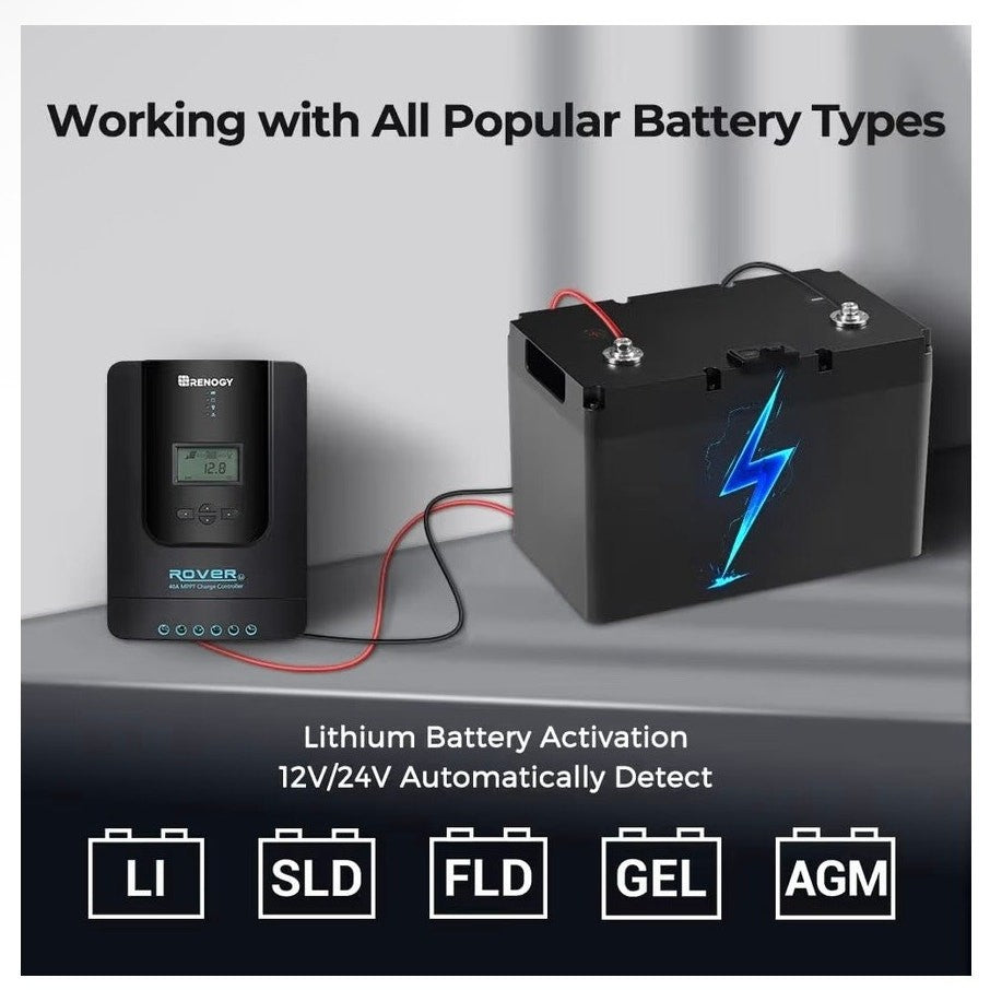 Renogy Rover 60A MPPT Solar Charge Controller Fast Charging, LCD 12V/24V/36V/48V