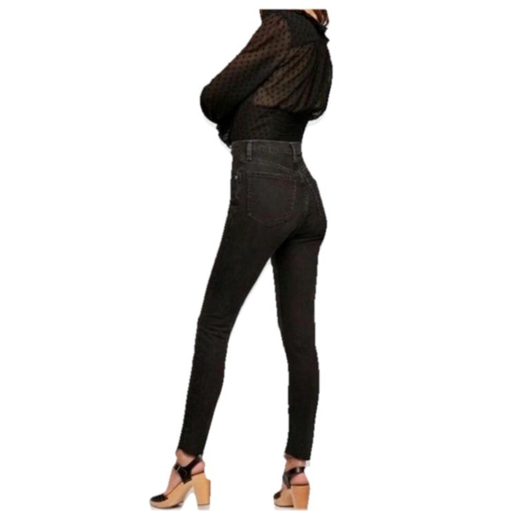 We the Free Black Stella Skinny Jeans Sz 26 High Rise, Button Fly, Raw Hem, NWT