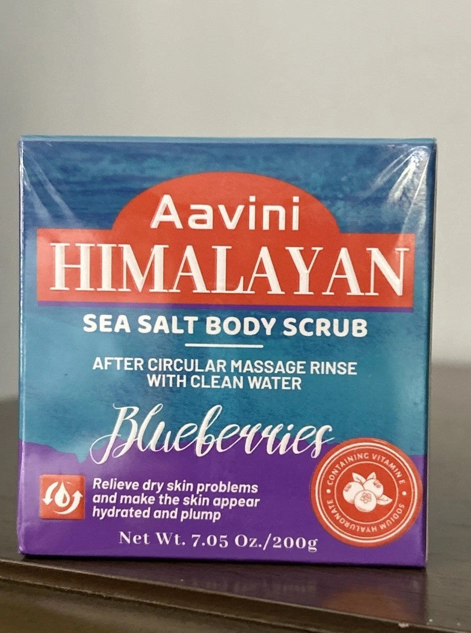 Aavini Himalayan Salt Body Scrub 200g – Exfoliating & Hydrating Blueberry Scrub