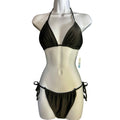 Refuge Black Strappy Triangle Bikini Set – M Top, S Bottom, Sexy, Halter Tie