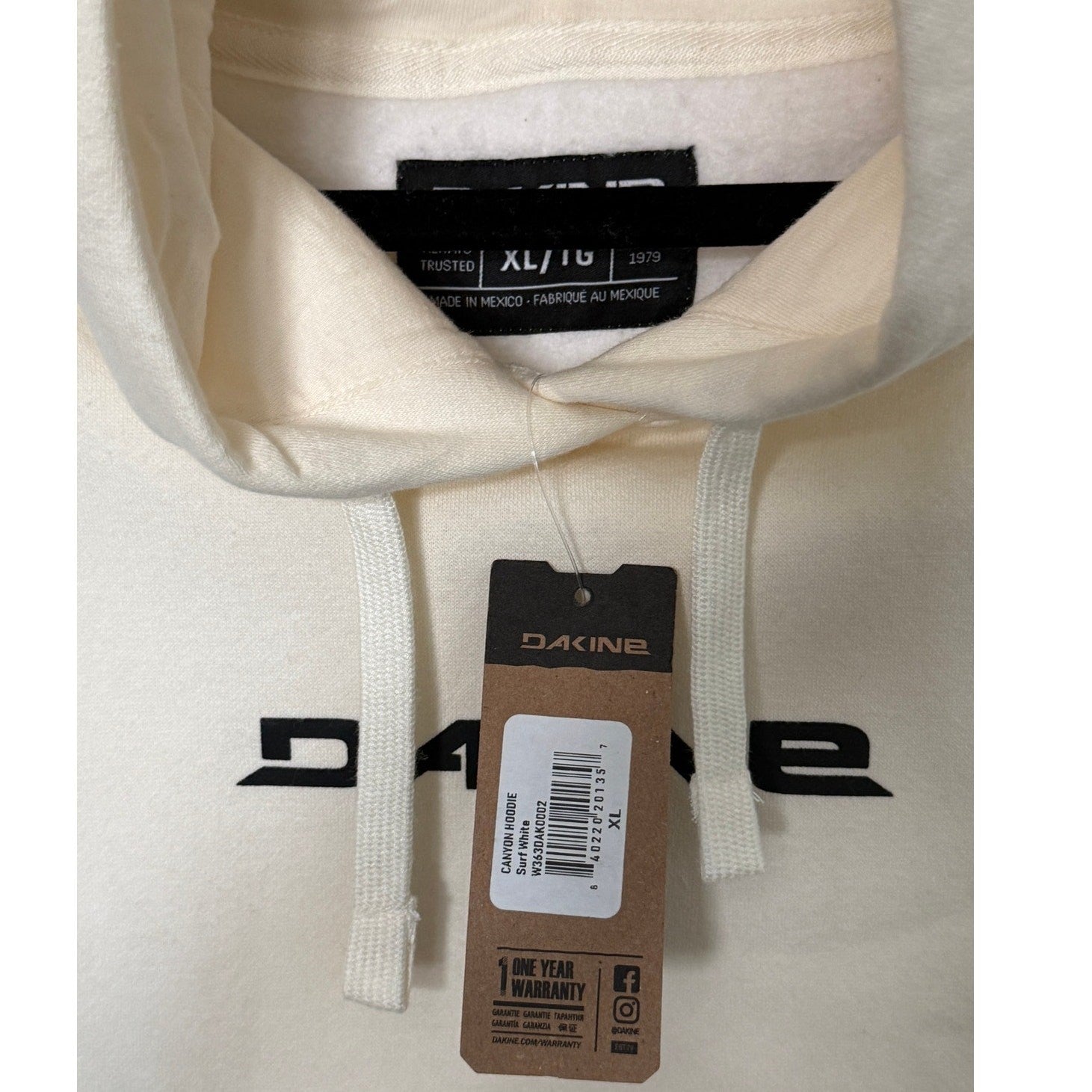 Dakine Canyon Super Soft Hoodie NEW Ivory / Surf / Cream Mens Size XL 