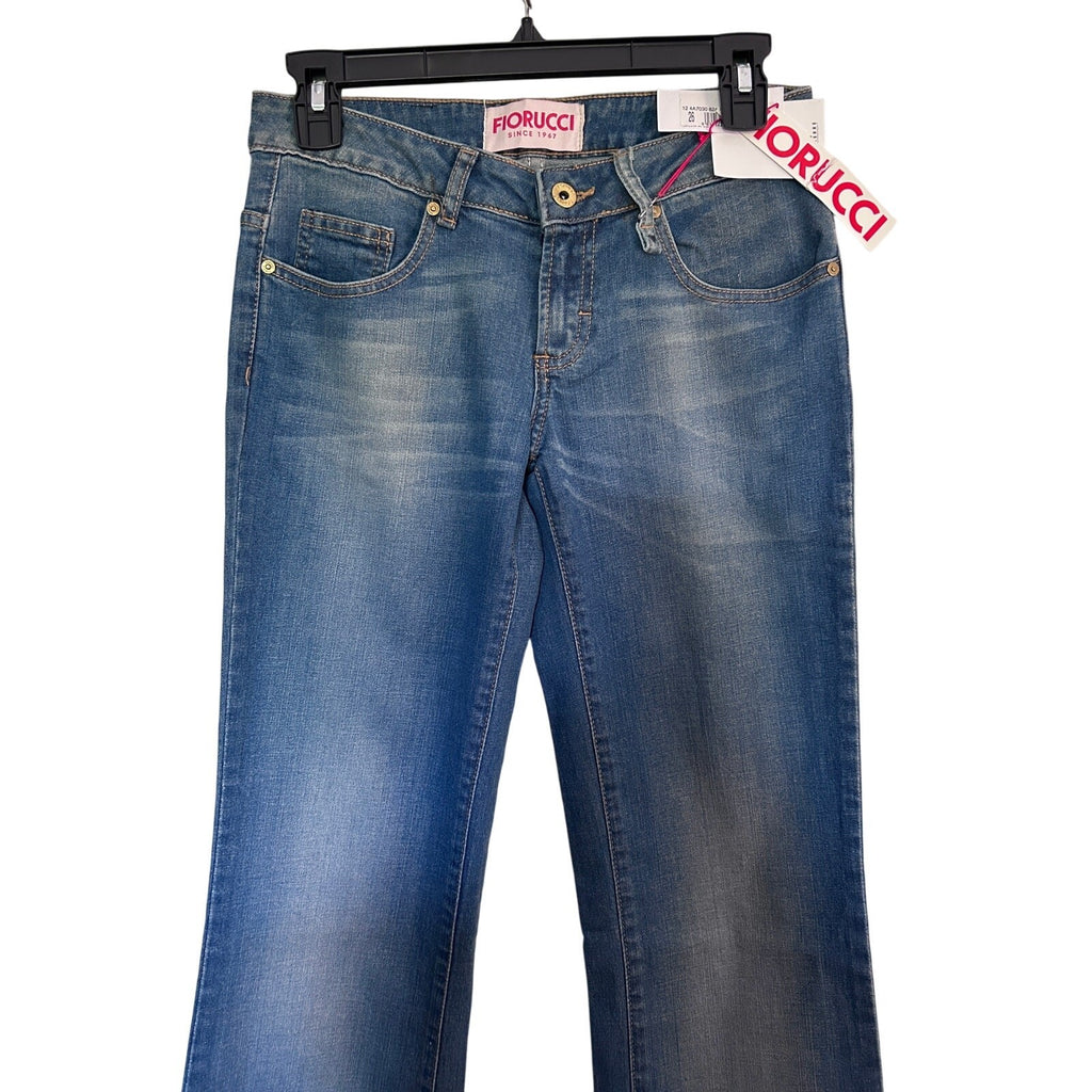 FIORUCCI Angel Y2K Low Rise, Flare Jean Med. Blue Faded Wash ACTUAL SIZE 26 x 35