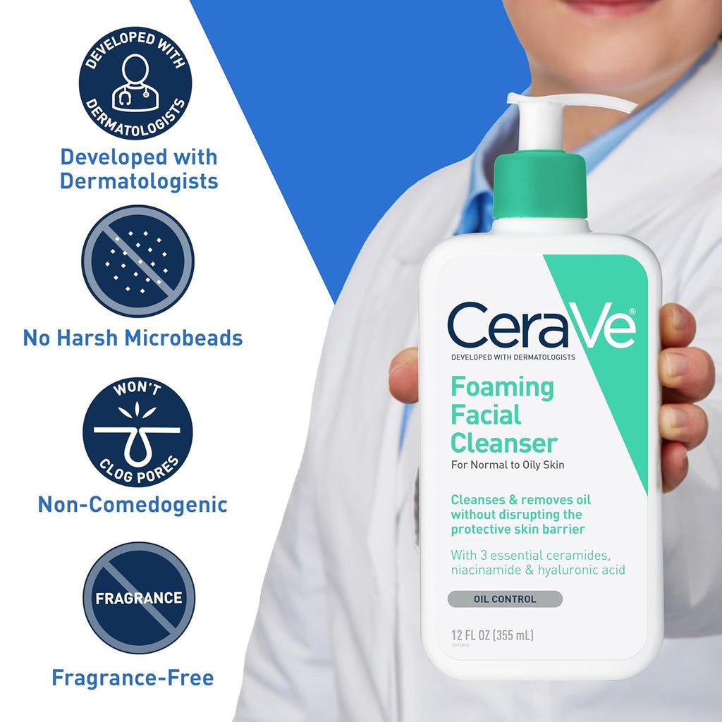 CeraVe Foaming Facial Cleanser Normal - Oily Skin Niacinamide & Ceramides 16oz