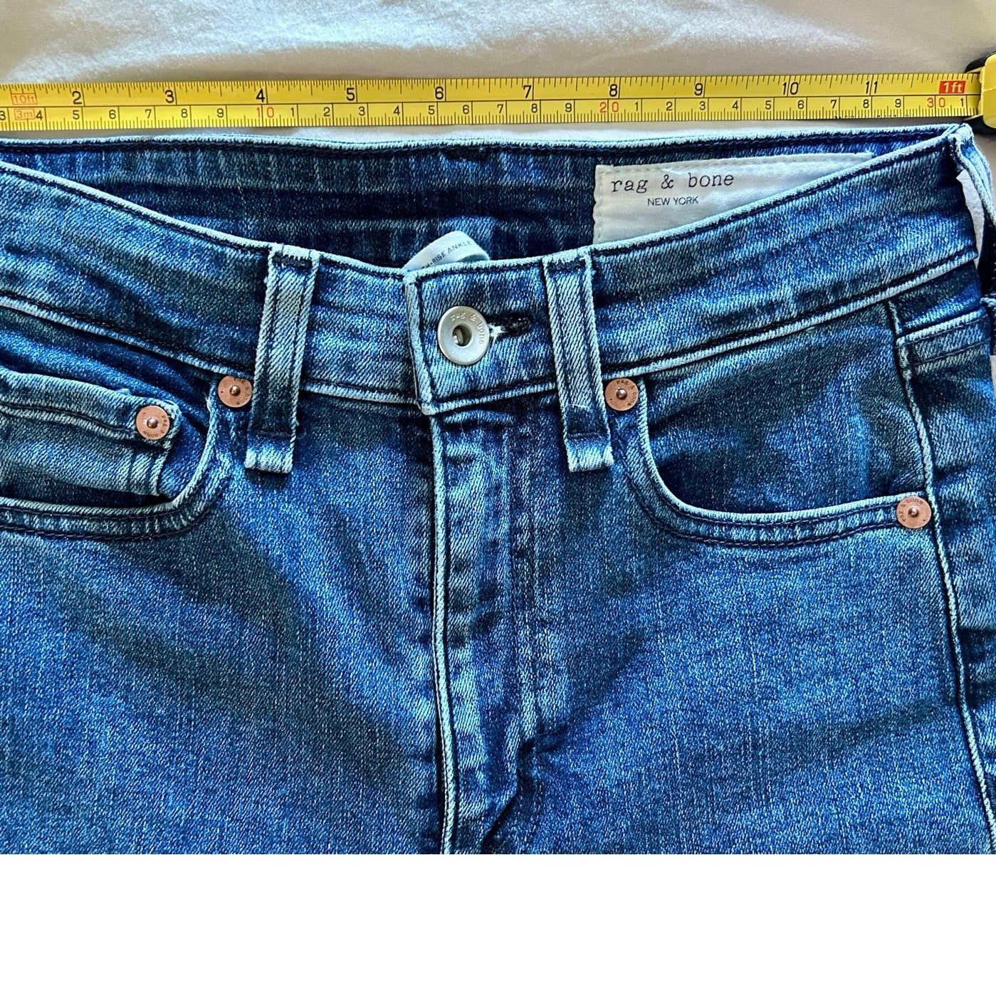 Rag & Bone Nina High-Rise Skinny Jeans in color Clean Vincent, Size 23 EUC