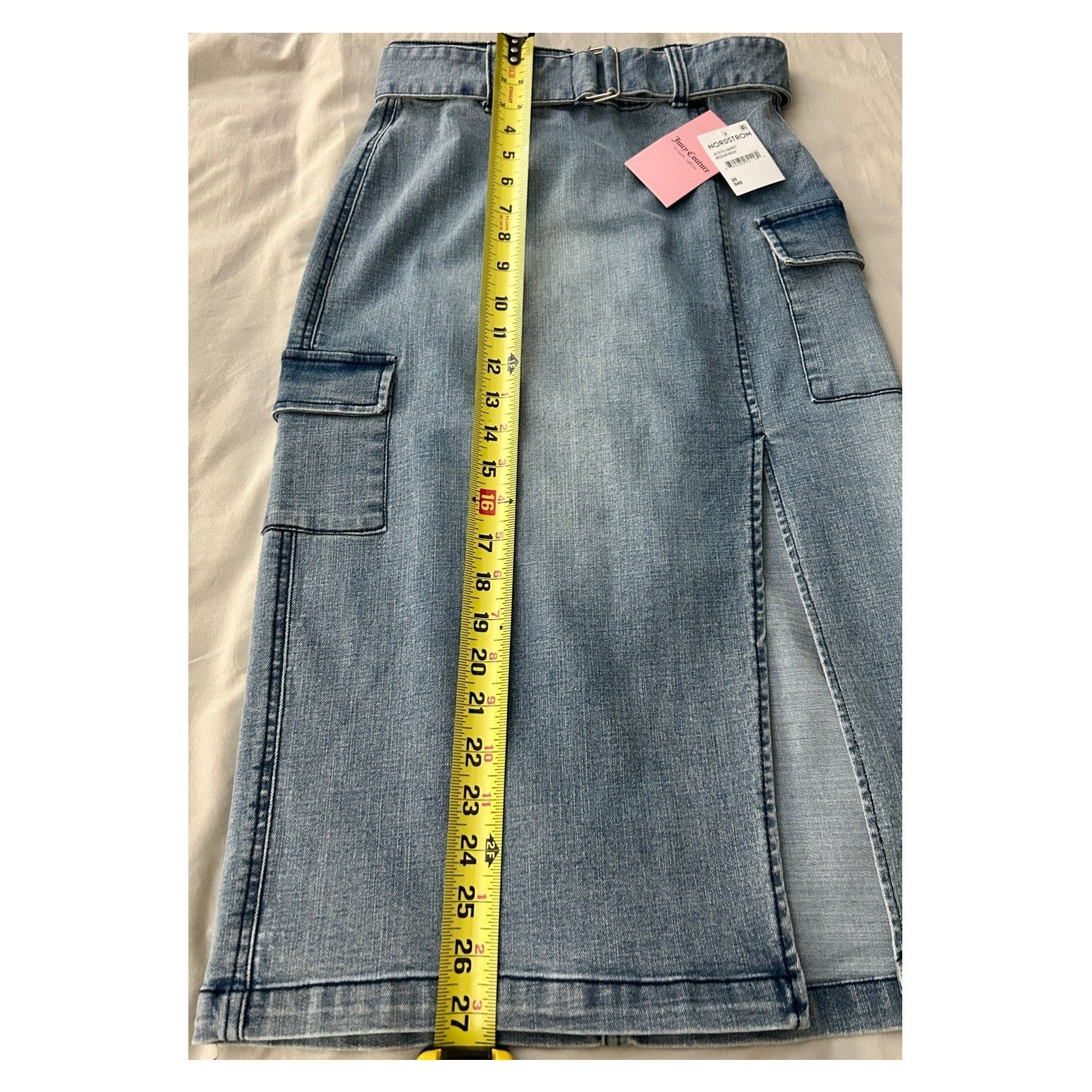 Juicy Couture JC575-SKRT Denim Cargo Skirt Medium Wash Size 26 Y2K Style