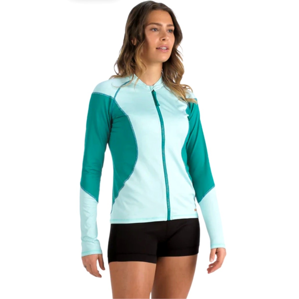 Women's Sea-Doo Long Sleeve Swimsuit Top 50 UV Protection, Turquoise, Sz Med NWT