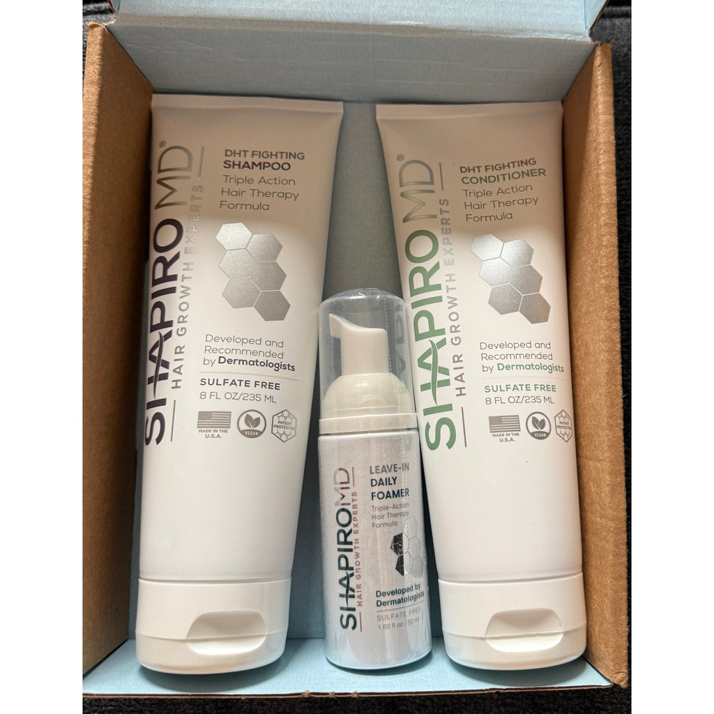 Shapiro MD Hair Growth Kit Thicker Fuller Healthier Shampoo Conditioner Foam 