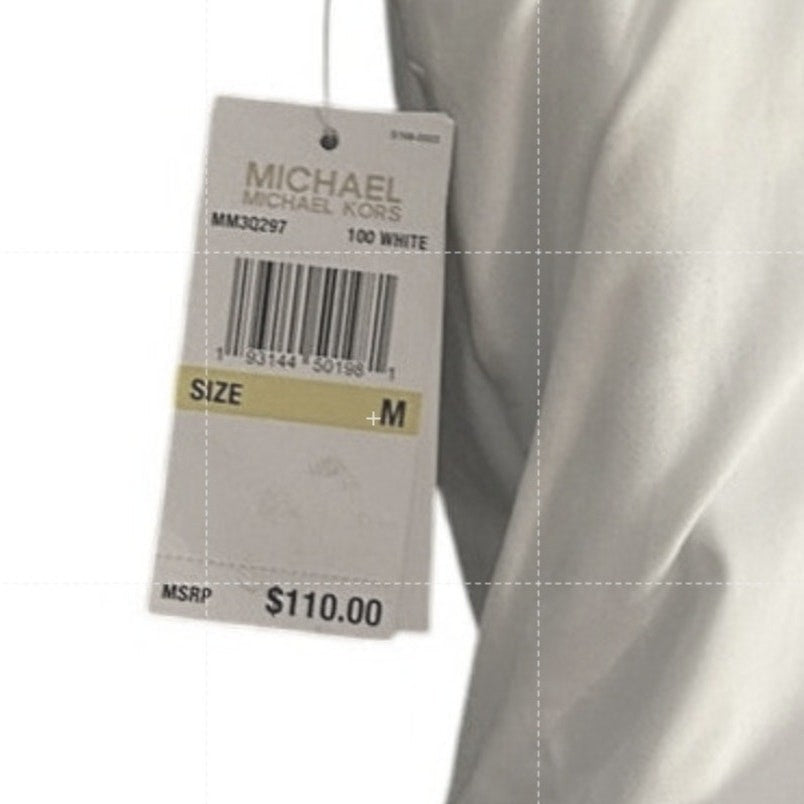 NEW Michael Kors Tankini Swim Top – Size M, White, Tie Front Gold Grommet Detail