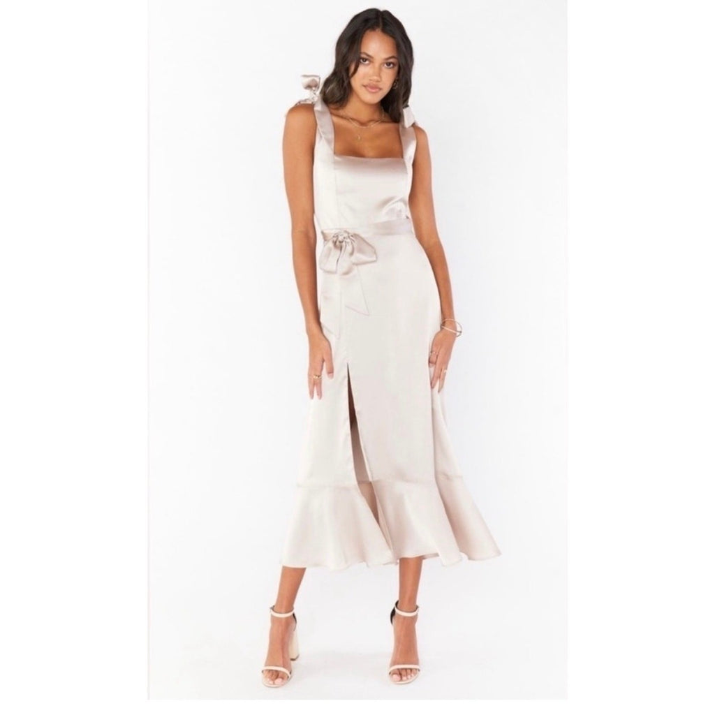 Show Me Your MuMu Claire Midi Dress Luxe Satin | Show Me The Ring Sz XS 