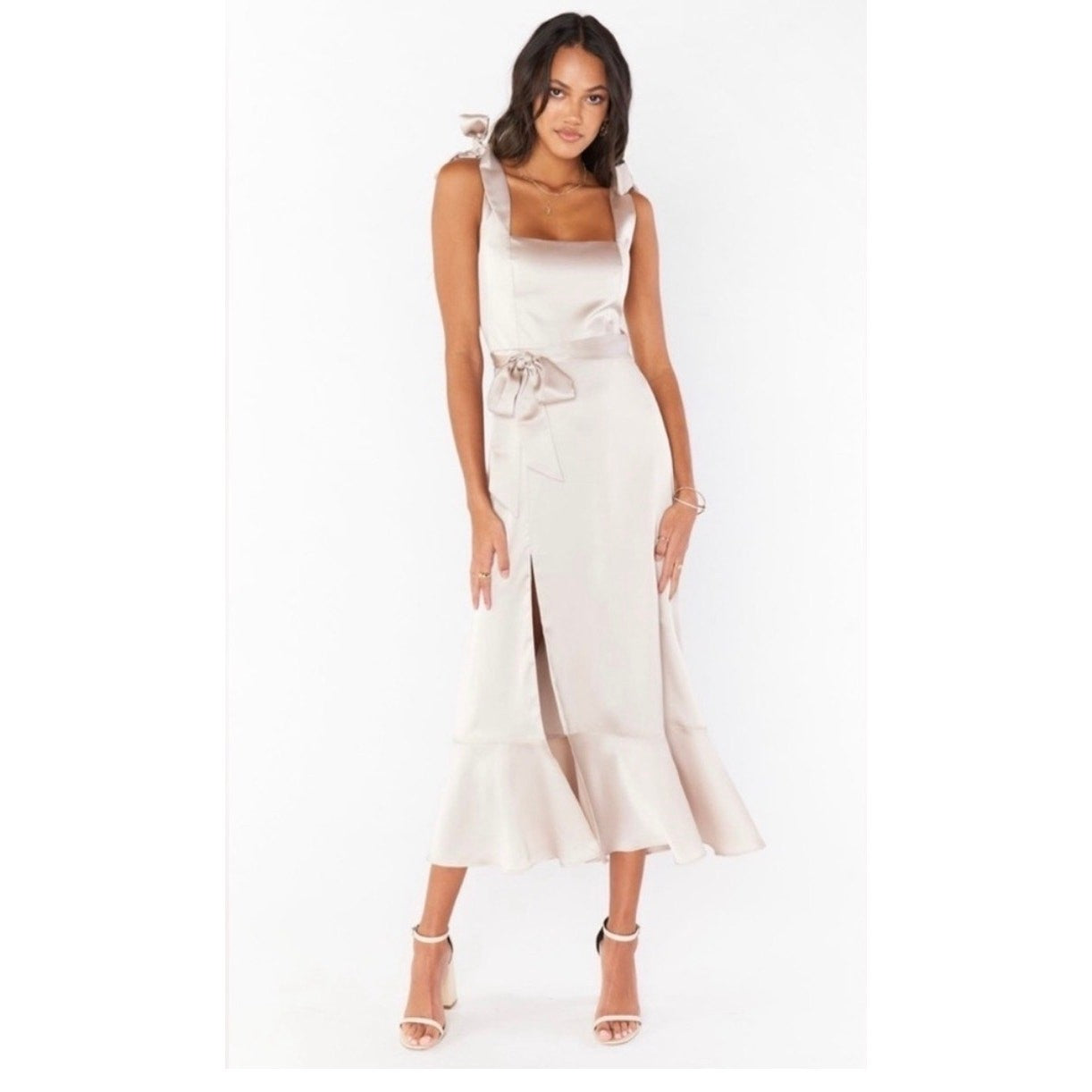 Show Me Your MuMu Claire Midi Dress Luxe Satin | Show Me The Ring Sz XS 