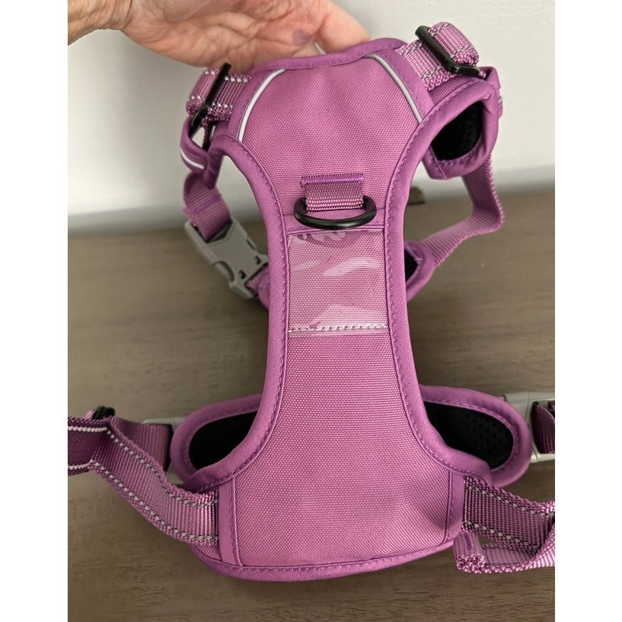 No Pull Dog Training Harness Adjustable ID Clear Tag Holder Sz M Pink New NIB