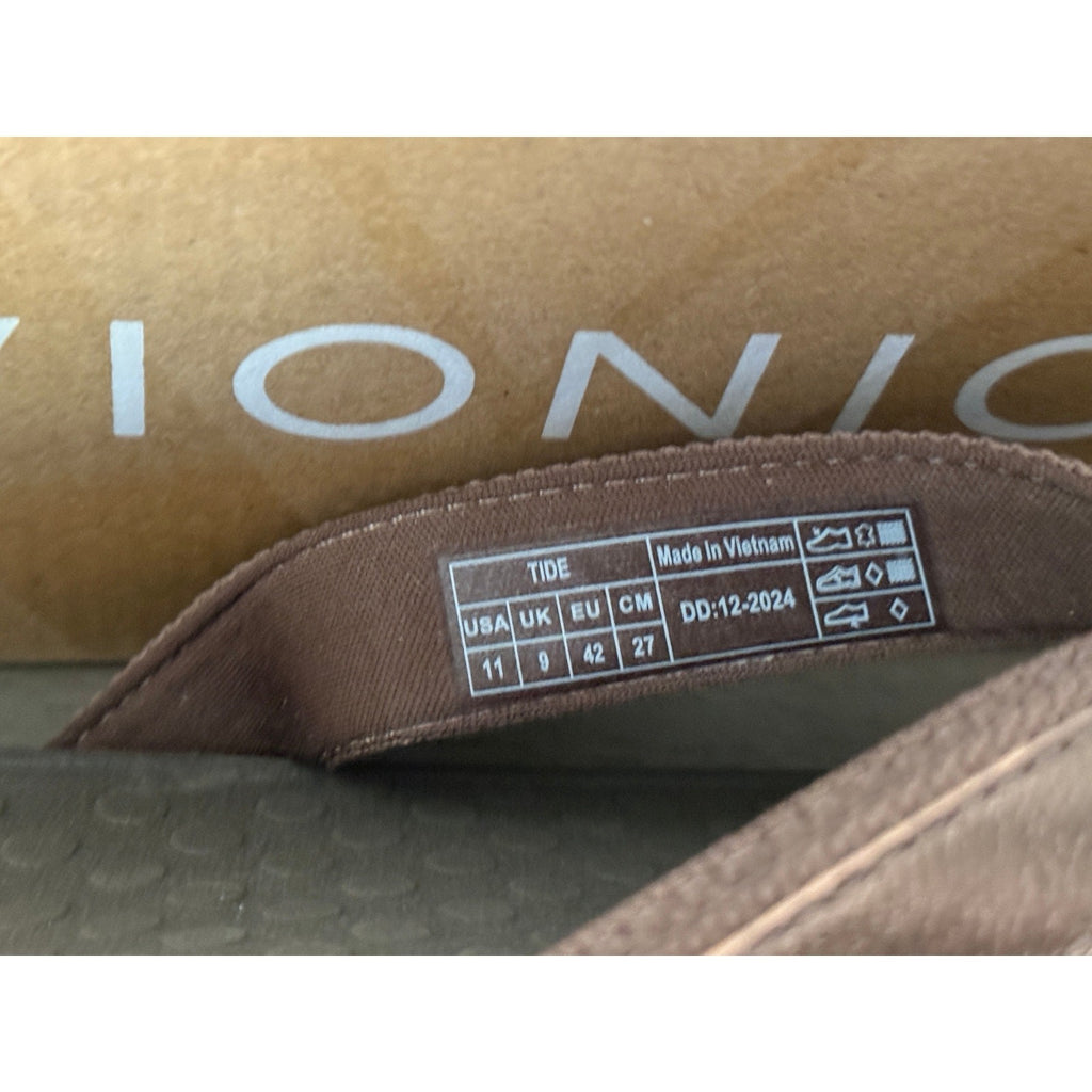 Vionic Tide Womens Flat Thong Sandals Bronze Metallic Leather Size 11 M NIB 
