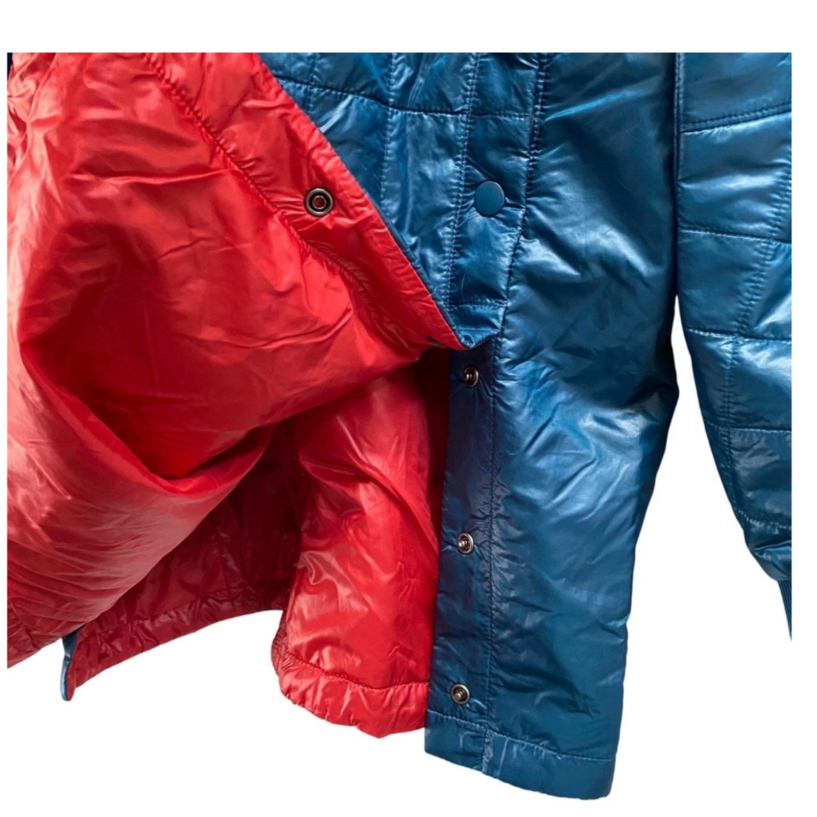 Cotopaxi Kusa Reversible Jacket Blue Red Llama Fill NWOT Men Small Womens Medium