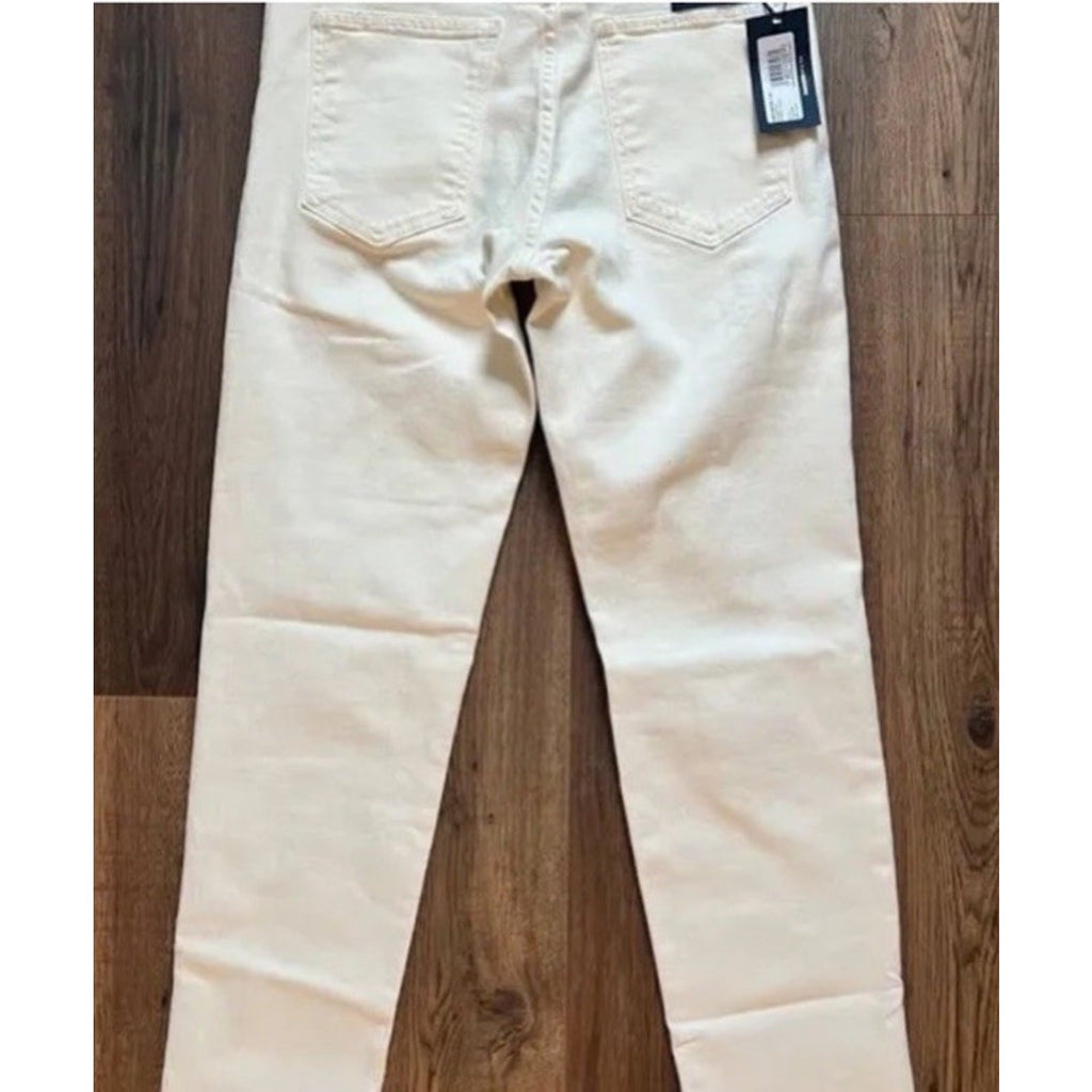 New Ramy Brook, Langley, Lightly Distressed Crop Jeans, Ivory Shark White, Sz 24