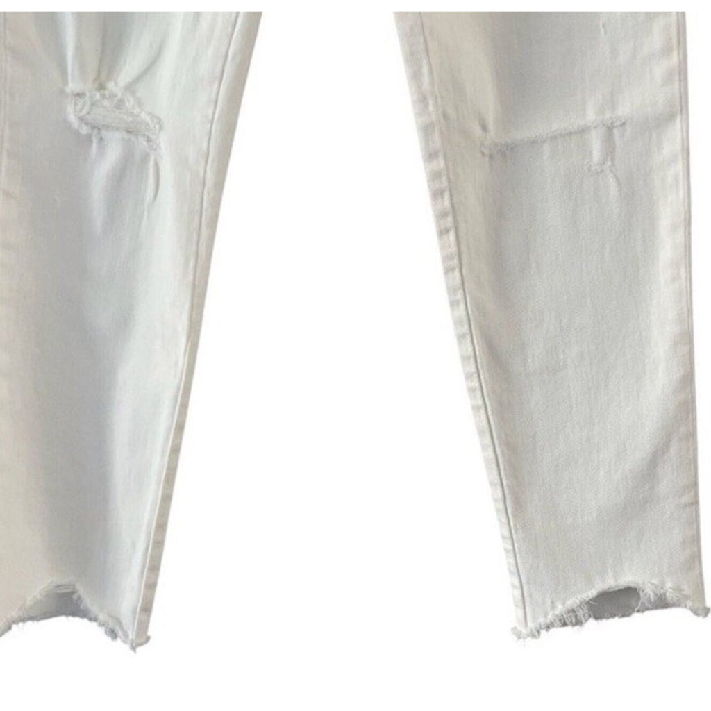 New Ramy Brook, Langley, Lightly Distressed Crop Jeans, Ivory Shark White, Sz 24