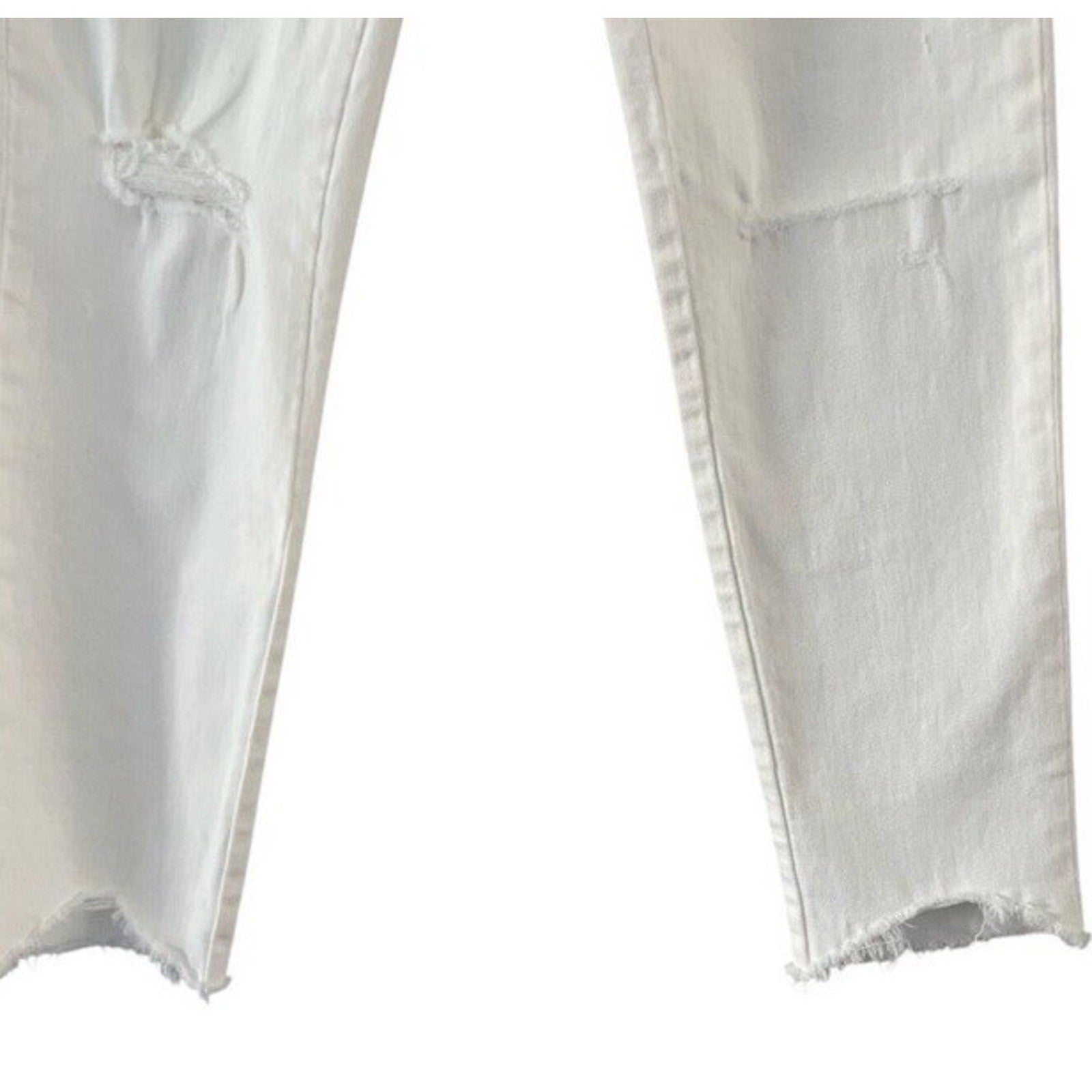 New Ramy Brook, Langley, Lightly Distressed Crop Jeans, Ivory Shark White, Sz 24