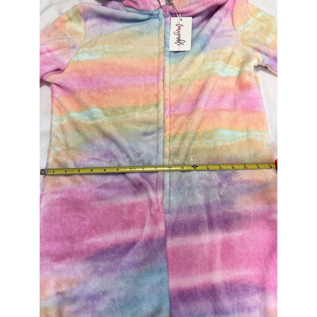 NWT Unicorn Hooded Lounge Sleepwear Costume Pajamas, Medium Pastel Rainbow Plush