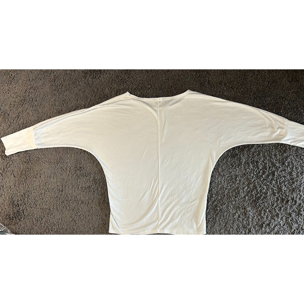 Potesky Womens Pullover Long Sleeve Off Shoulder Bat Wing Sleeves IVORY Size L