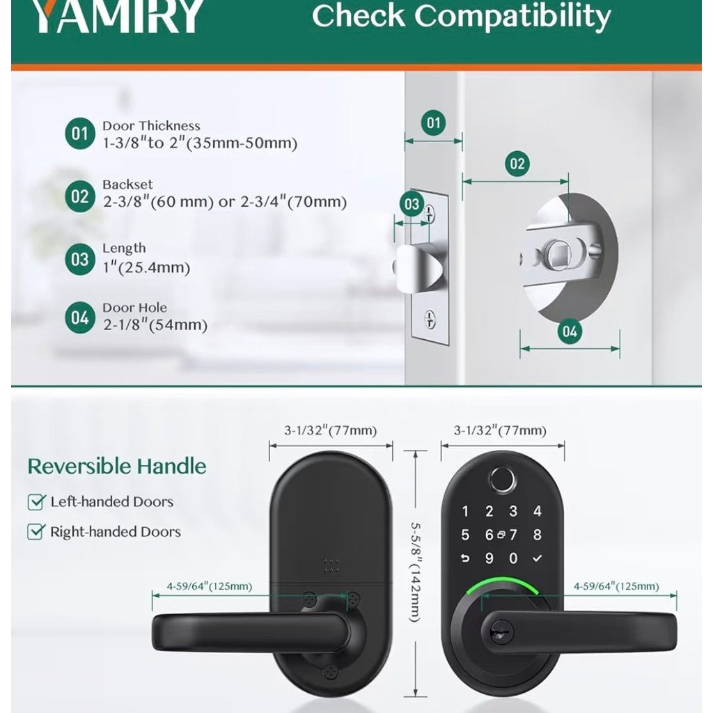 Yamiry Fingerprint Smart Door Lock, Keyless Entry Keypad, APP Control Deadbolt