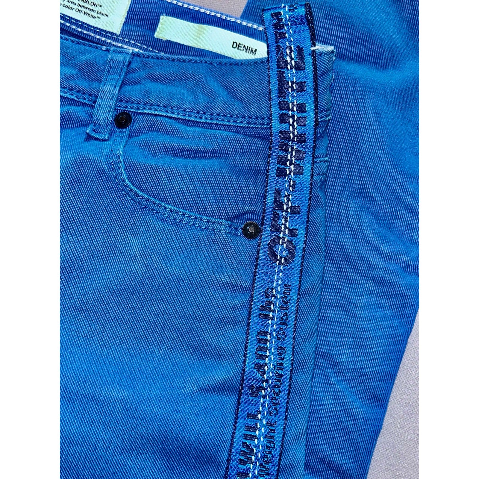 Authentic Off-White Bold Blue Skinny Jeans - Designer Streetwear Size 26 EUC
