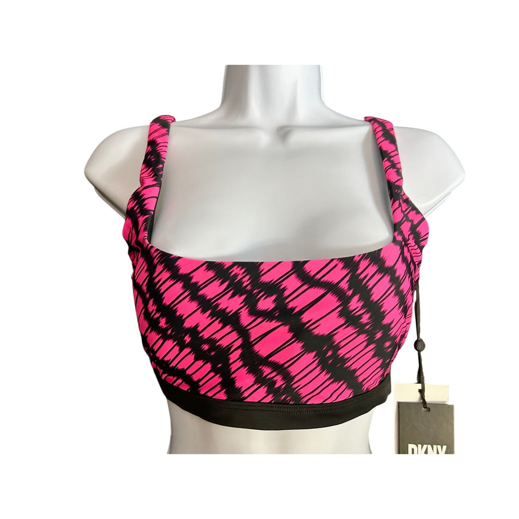 NWT DKNY Neon Pink Bikini – Square Neck & High Waist Bottom, Set Size M