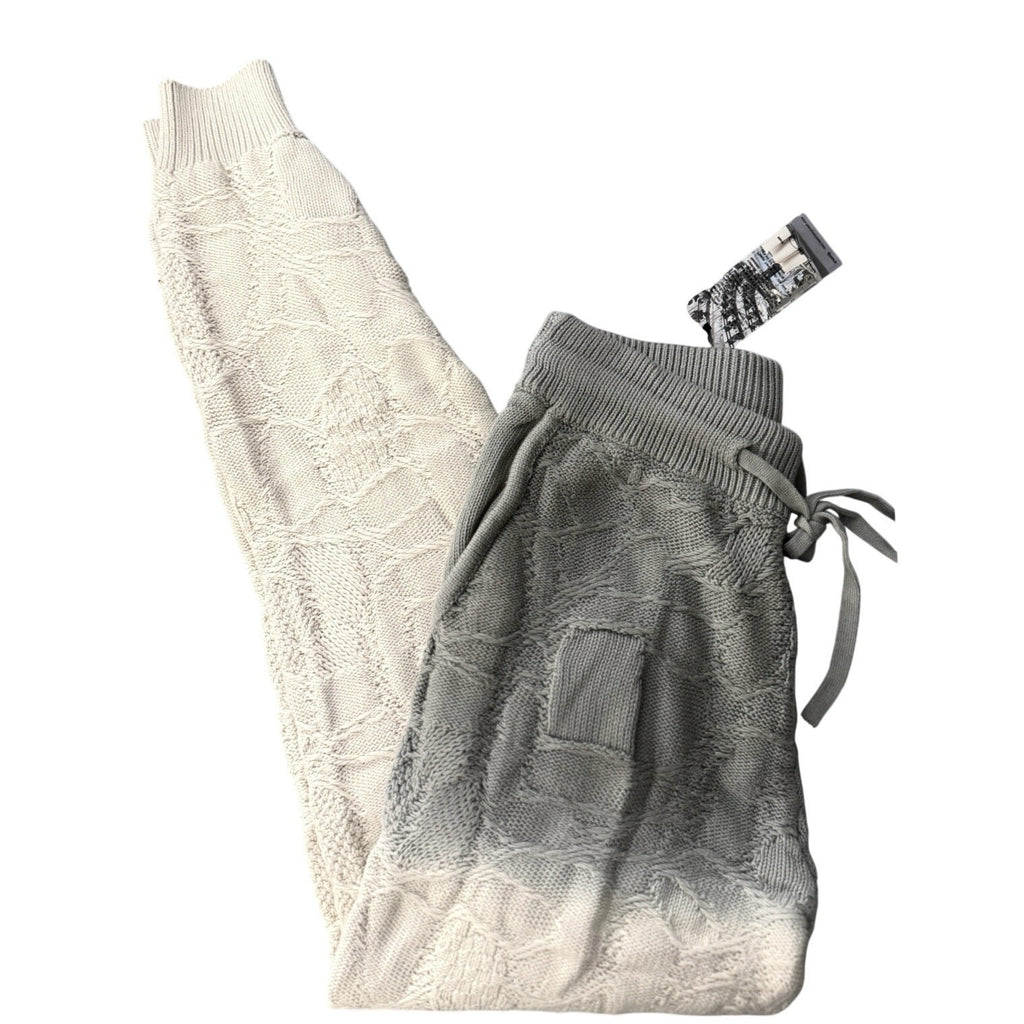 NWT Twenty Montreal Womens Crossover Knit Gradient Joggers Gray / Cream Sz Small