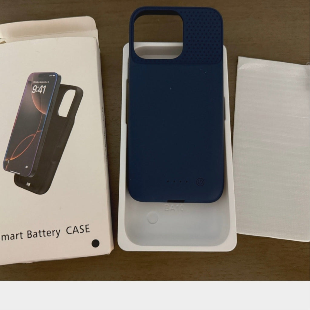 Slim Smart Battery Case Protective Charging Case iPhone 16 Pro Max Navy Blue 