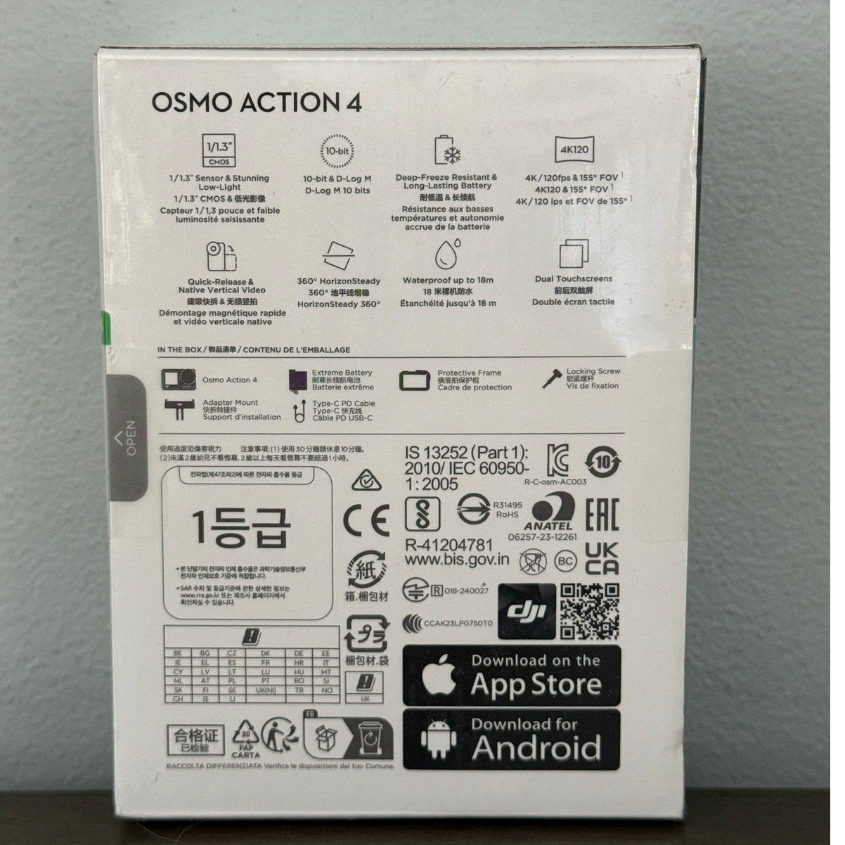 DJI Osmo Action 4 Essential Combo – 4K/120fps – New Sealed – Dual Touchscreens