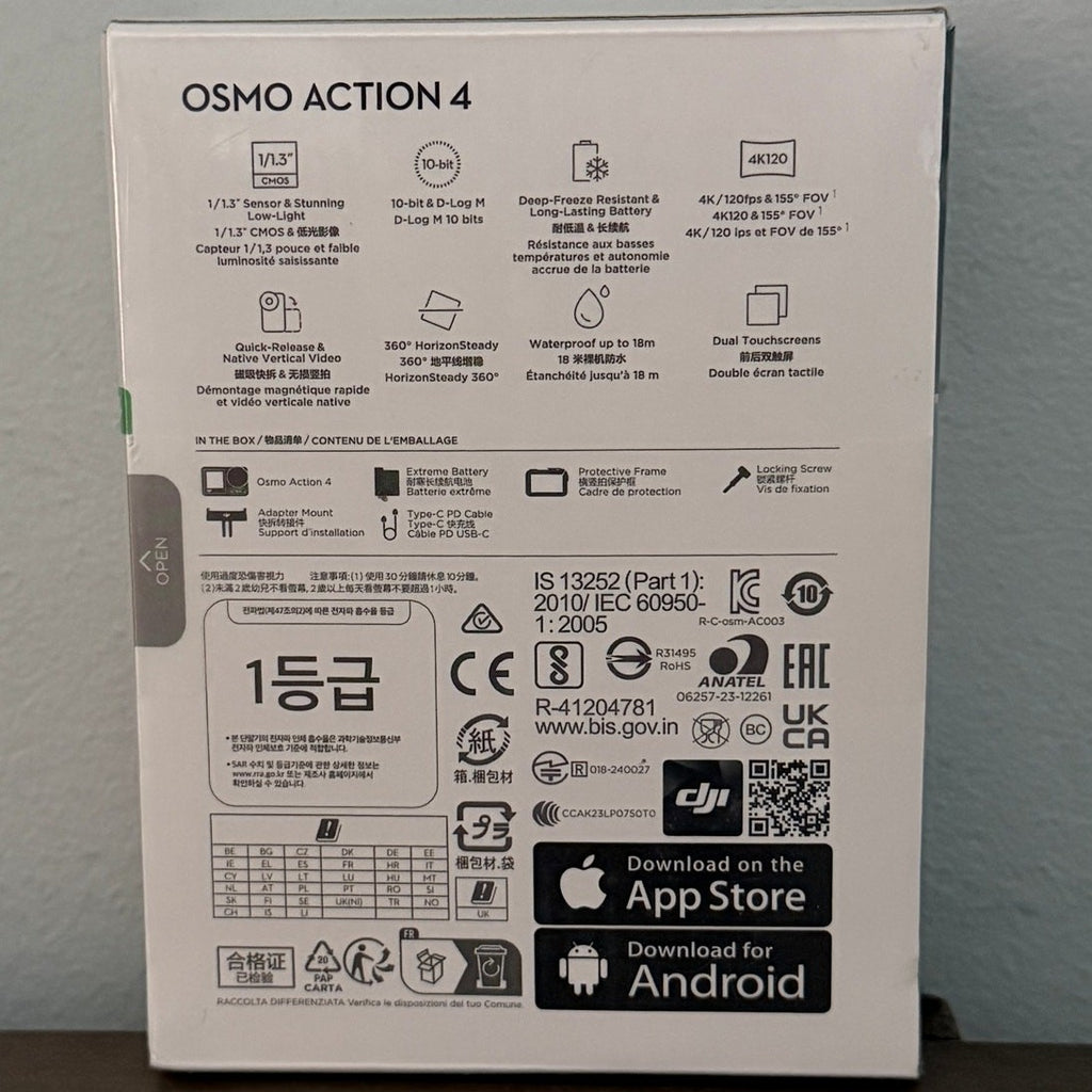 DJI Osmo Action 4 Essential Combo – 4K/120fps – New Sealed – Dual Touchscreens