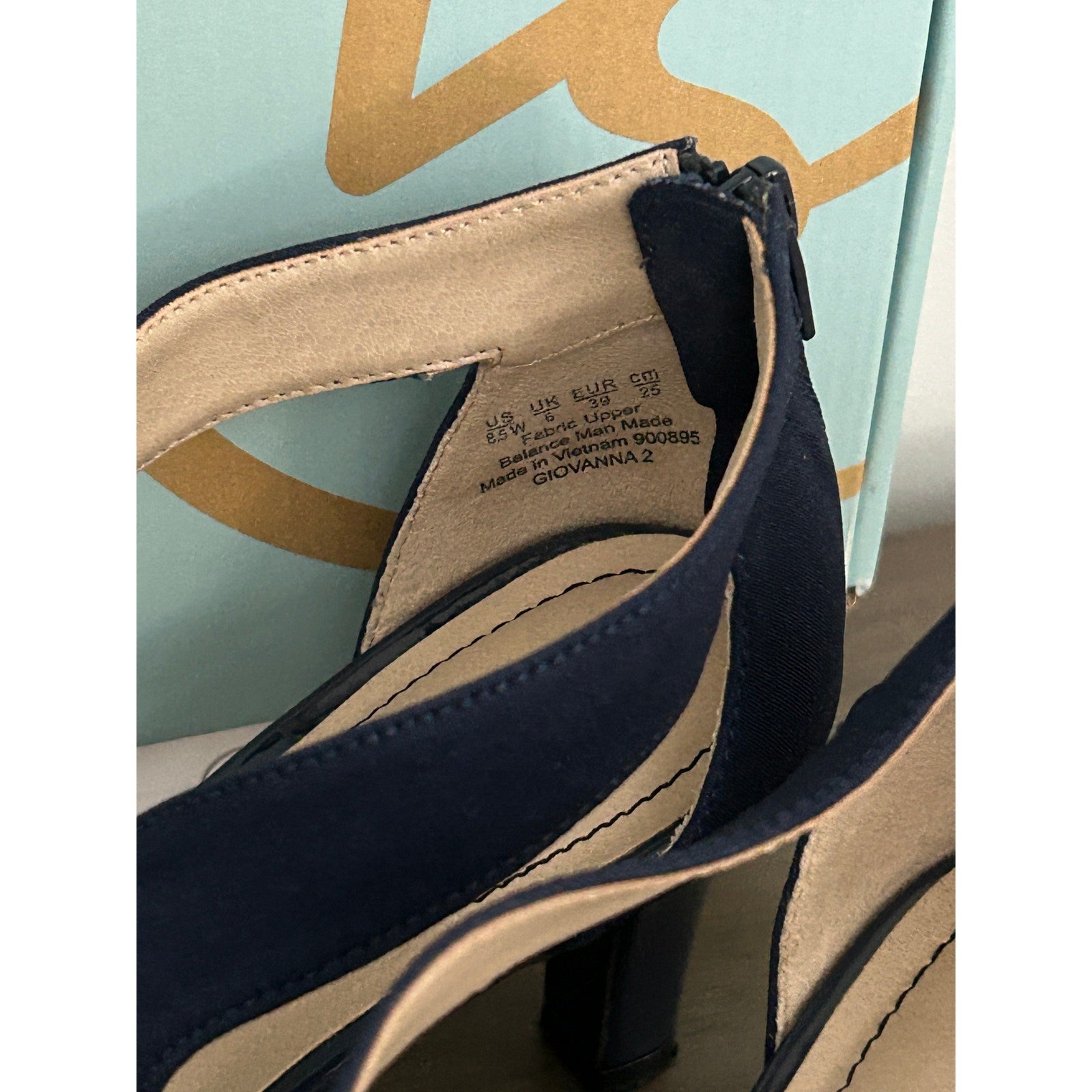 Lifestride Giovanna 2 Pump Heel Sandals Navy Blue 8.5 Wide EUC