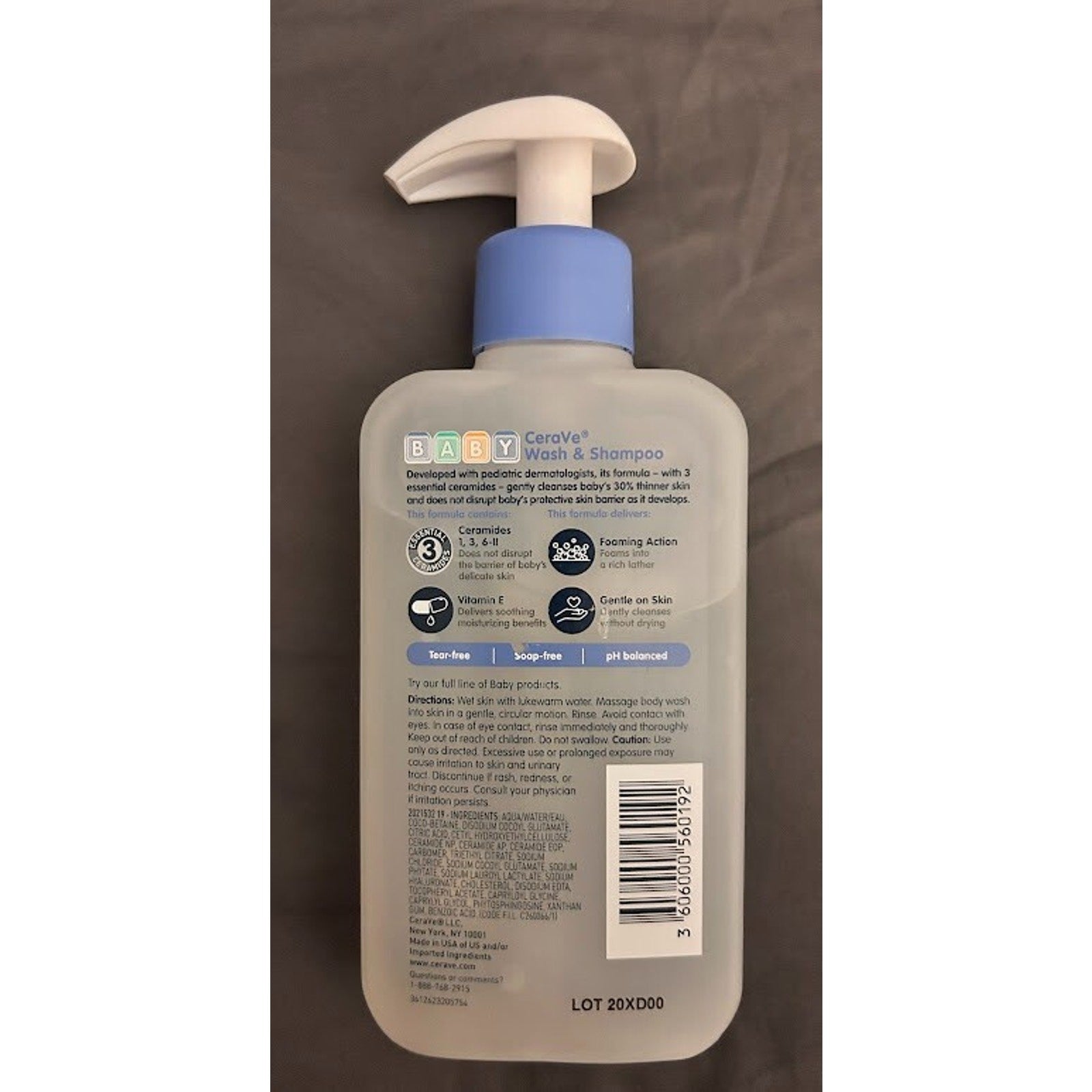 CeraVe Baby Wash & Shampoo, 2-in-1, Tear-Free, 8 Fl Oz 