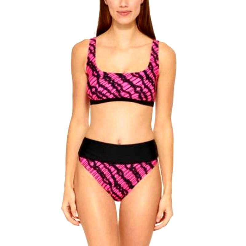 NWT DKNY Neon Pink Bikini – Square Neck & High Waist Bottom, Set Size M