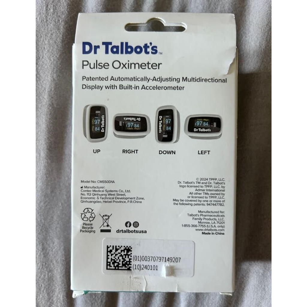 New Sealed Dr. Talbot's Pulse Oximeter For Quick & Accurate Oxygen Readings