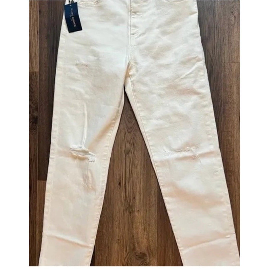 New Ramy Brook, Langley, Lightly Distressed Crop Jeans, Ivory Shark White, Sz 24