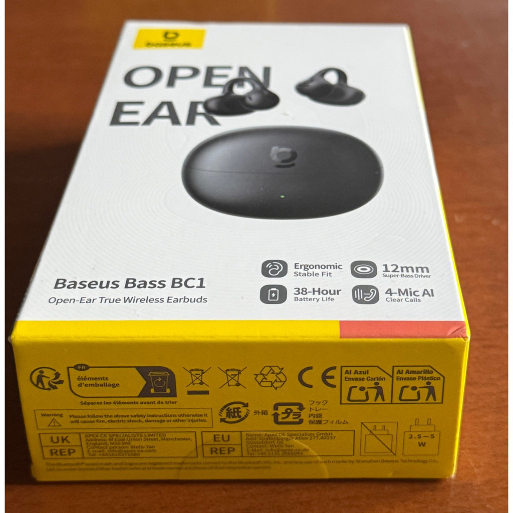 SEALED Baseus BC1 Open Ear Clip Earbuds, Bluetooth 6.0, 4‑Mics, Super Bass, IP55