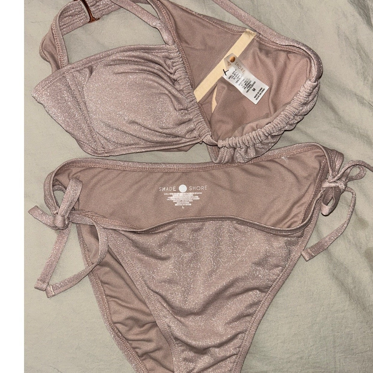  Shade N Shore Sexy Glittery Pink Unique Bikini Set – Medium Top, Large Bottom