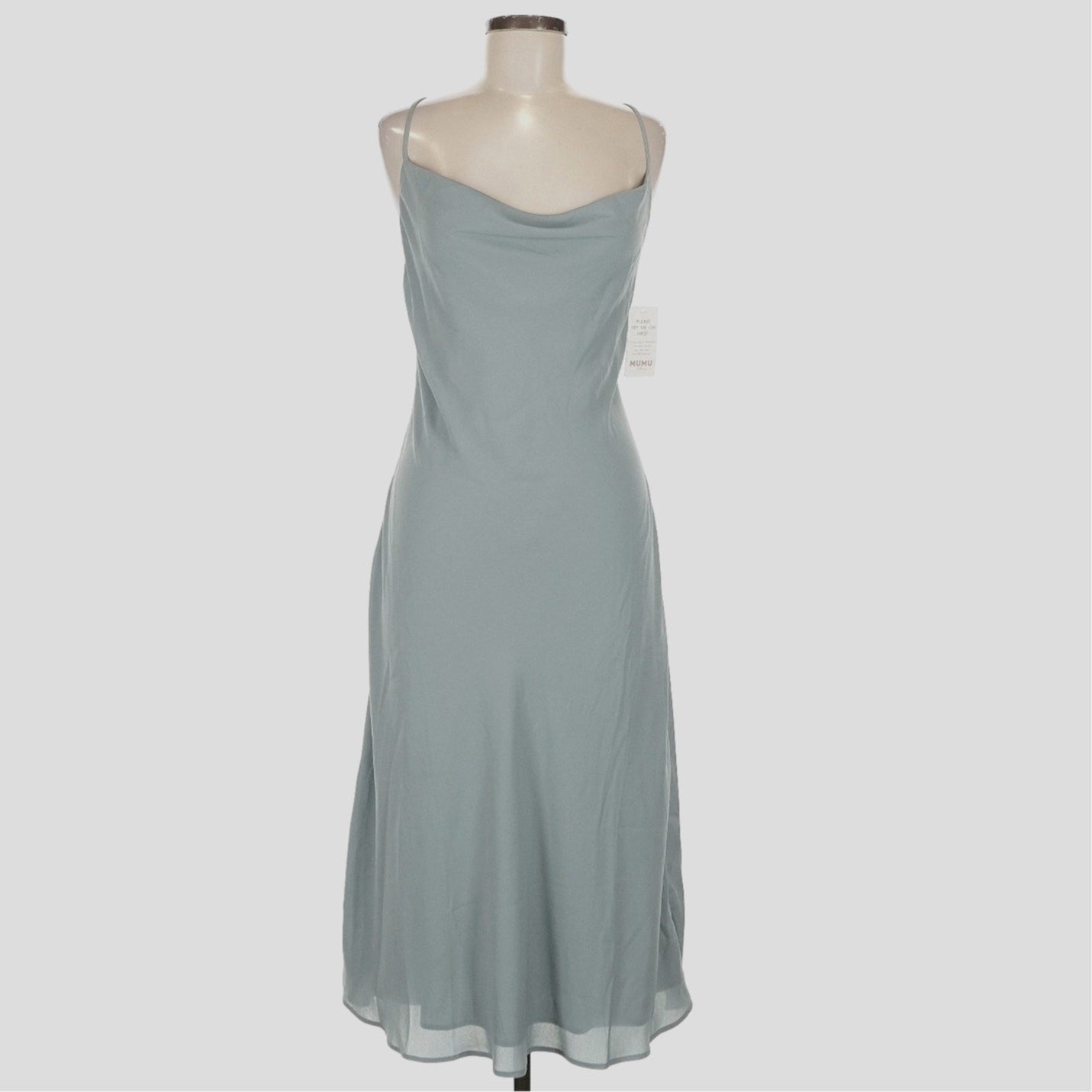 Show Me Your Mumu Verona Cowl Neckline Midi Slip Dress Silver Sage Crisp Sz XL 