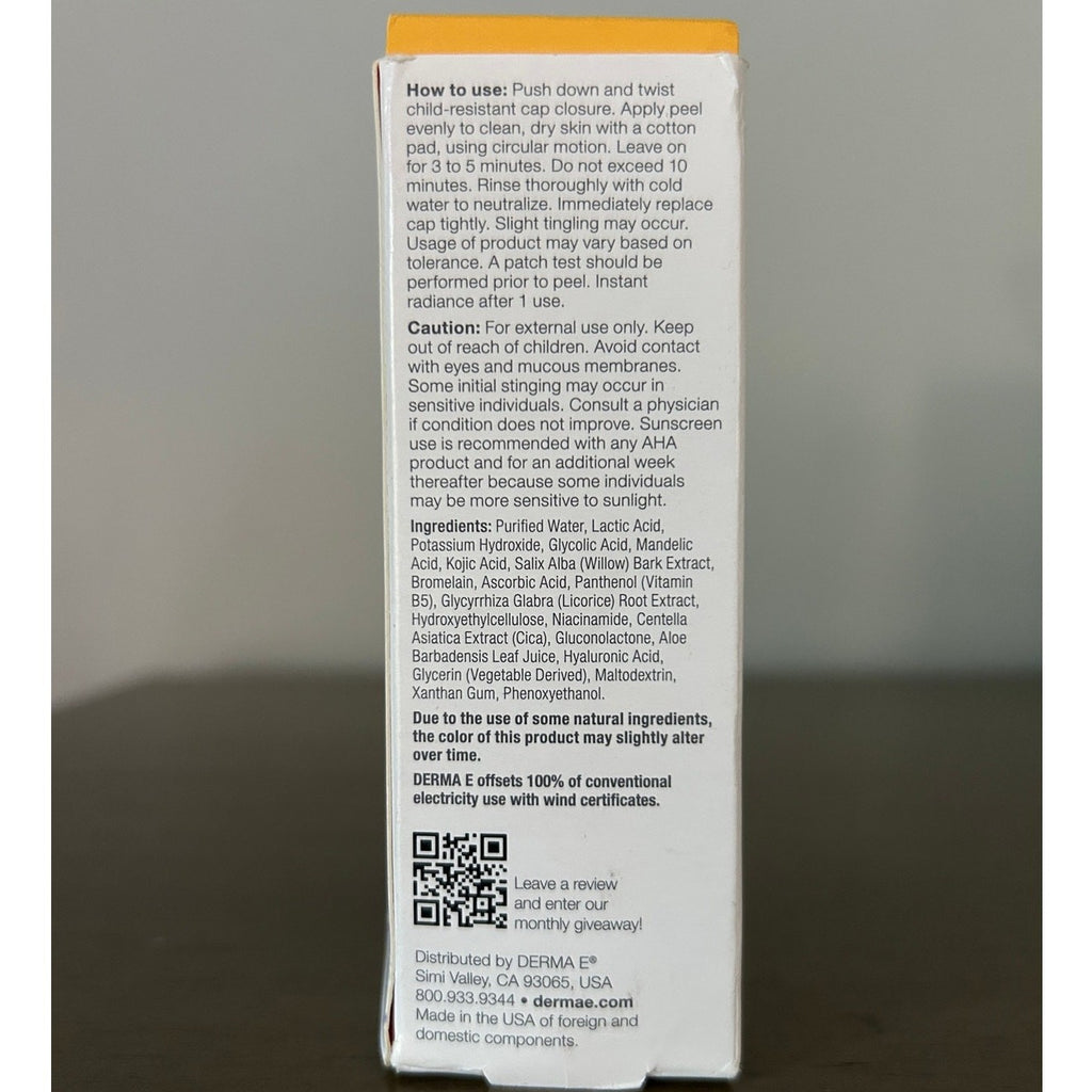 DERMA E Radiance Vitamin C Exfoliating Treatment • 1oz • NEW Sealed