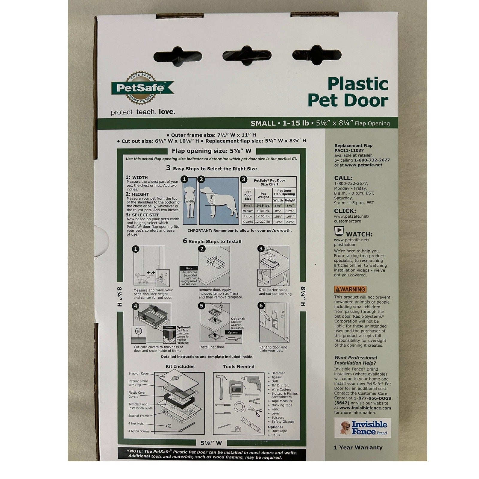 PetSafe Plastic Pet Door Easy Install Up to 15 lb Size Small for Dog or Cat NEW 