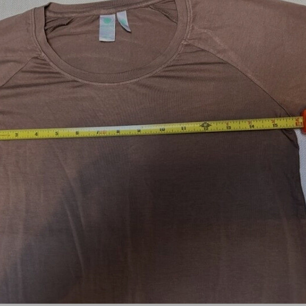 NEW Aventura Organic Cotton Brown Top Sleeves 3D Embroidered Floral Design Sz XS