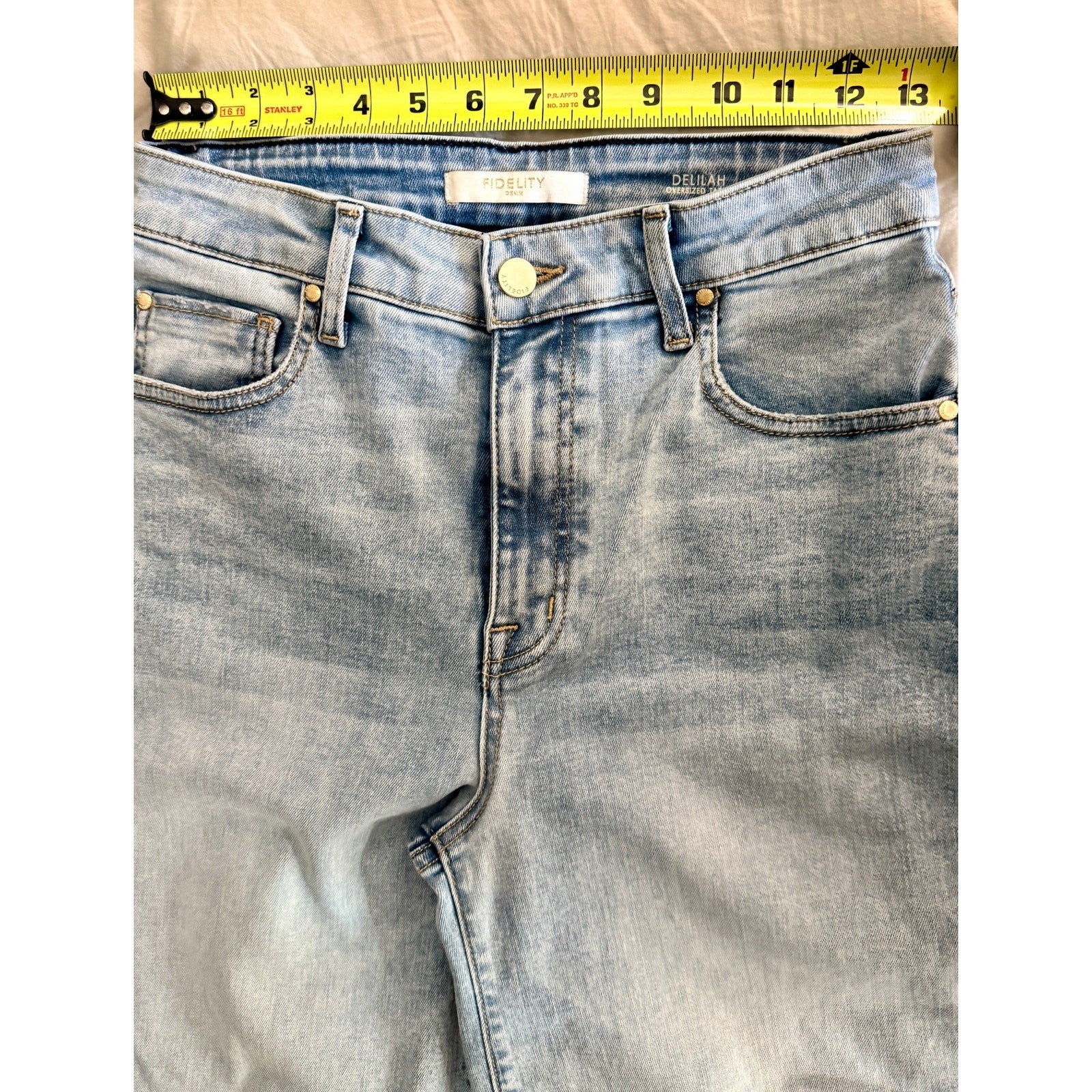 Fidelity Delilah Barrel Jeans Angel Blue Raw Hem Denim USA Made 25/26 