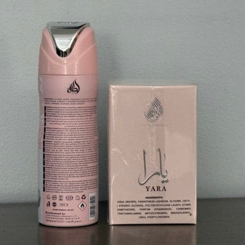 Yara Lattafa Perfume Spray 6.67 fl.oz & Hand & Body Lotion 1.53 fl.oz NEW