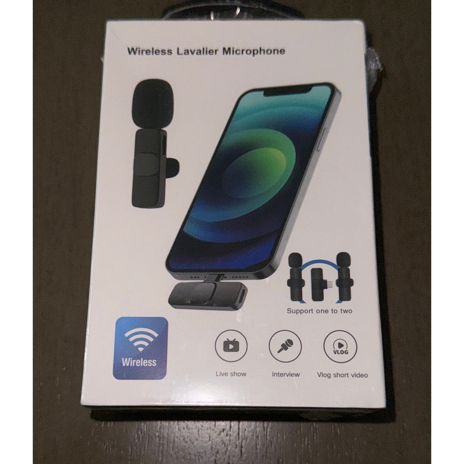 New Wireless Lavalier Mic 2-Pack, Plug & Play, iPhone/Android, No App/Blue