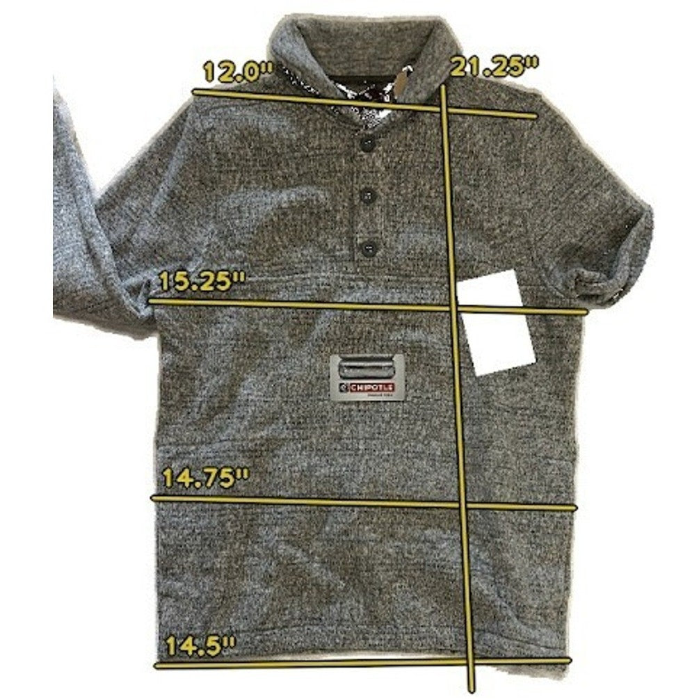 Prana Tri-Thermal Threads Henley Pullover Polartec Fleece Light Gray Size S
