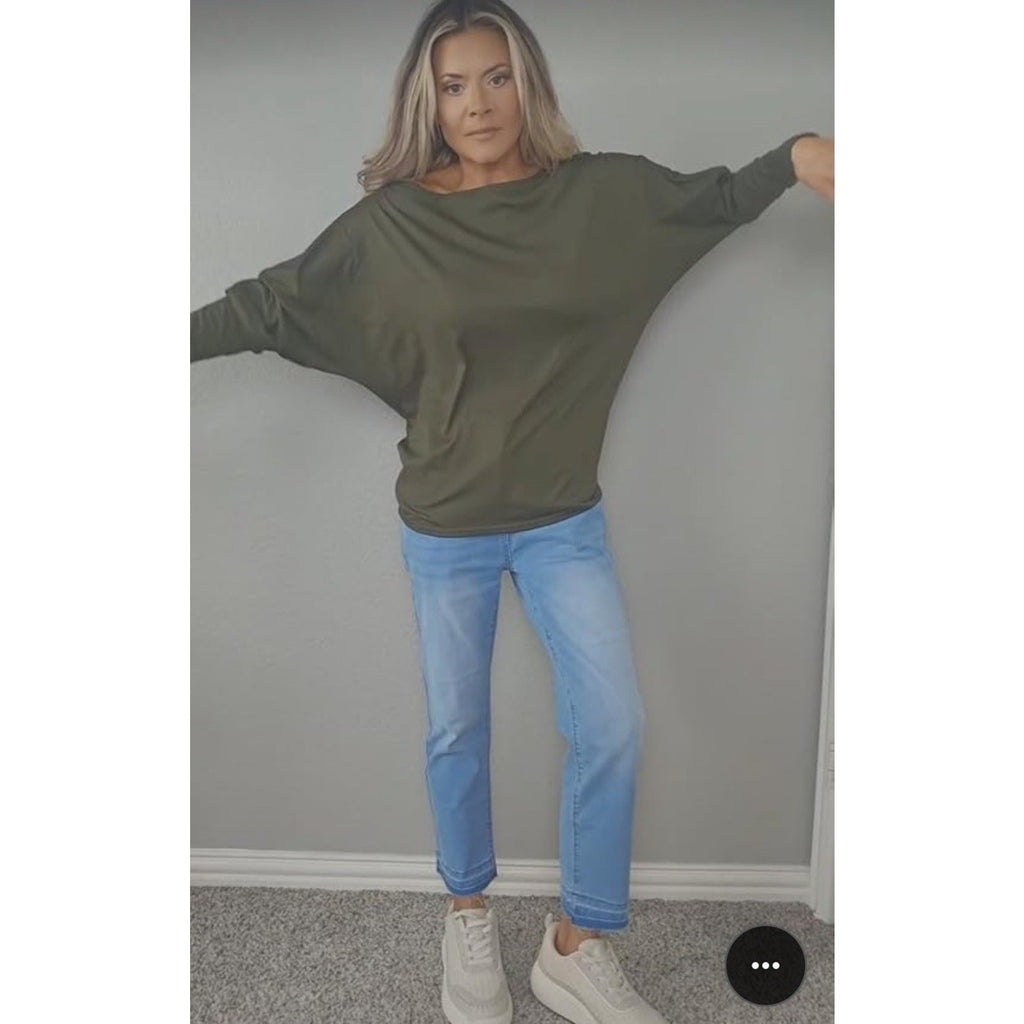 Potesky Womens Pullover Long Sleeve Off Shoulder Bat Wing Sleeves IVORY Size L