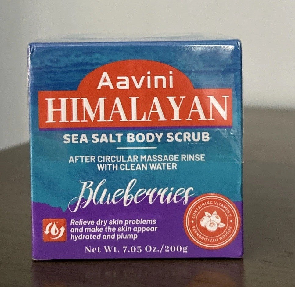 Aavini Himalayan Salt Body Scrub 200g – Exfoliating & Hydrating Blueberry Scrub