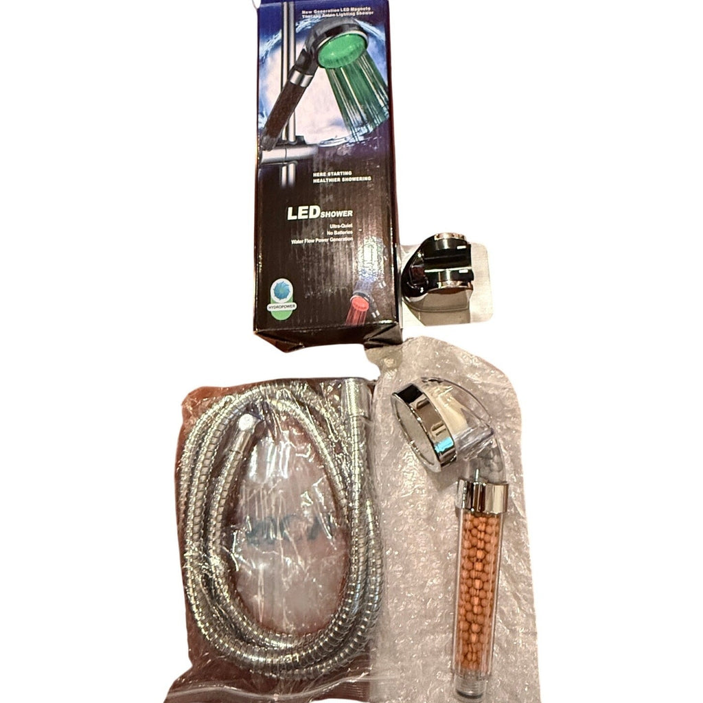 LED High Pressure Shower Head 7‑Color Changing | Filtration Beads | Handheld Kit