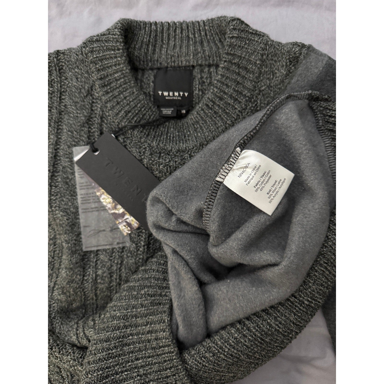 TWENTY MONTREAL Twenty Connect Crewneck Sweater Gray Size XS NEW 