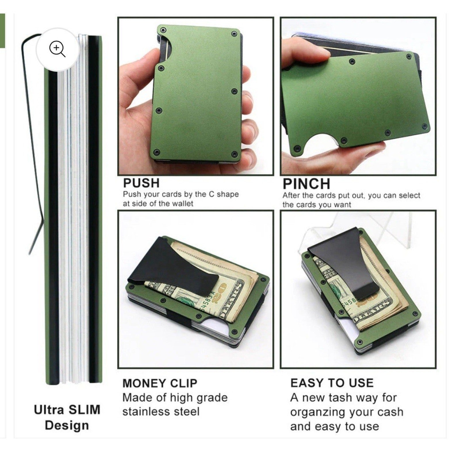Credit Card Holder Minimalist Holds 12 Cards RFID, Money Clip, Pocket Wallet NWB