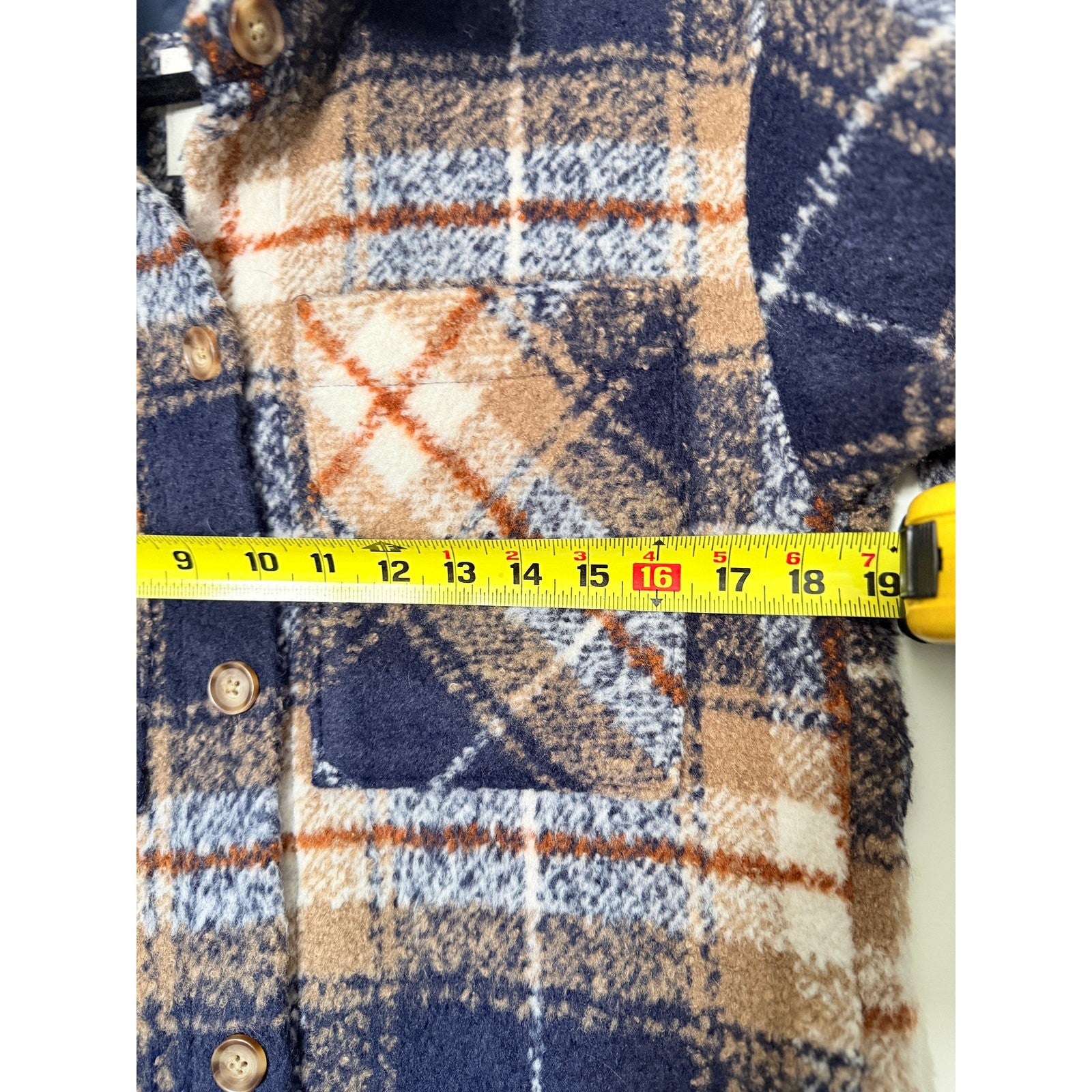 Abercrombie & Fitch XS Plaid Wool-Blend Jacket Blue Tan Checkered Shacket Lined